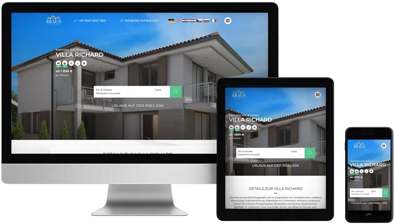 Mehrsprachige Webseite für ein Ferienhaus in Kroatien – Abbildung